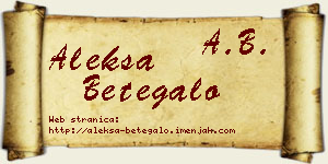 Aleksa Betegalo vizit kartica